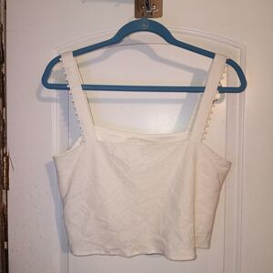 House Of Harlow 1960 Linen Beige Crop Top Size 10